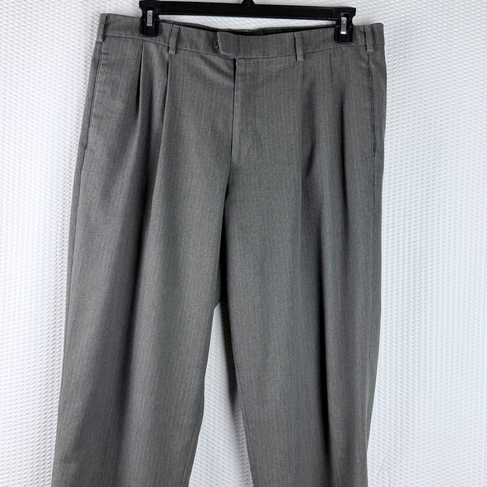 DOCKERS Mens Wool‎ Dress Pants Gray W36 L32 Pleated Relaxed Fit Office Workwear
